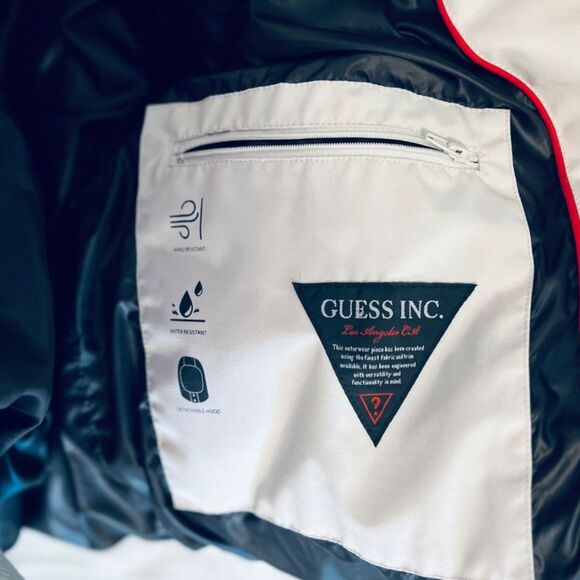 Guess Men's Cream Front-Zip Logo Faux Fur Hooded Parka Coat Jacket Size XL//TG - Picture 11 of 12